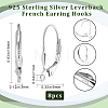 4 Pairs 925 Sterling Silver Leverback Hoop Earring Findings STER-BBC0001-84-2