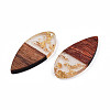 Transparent Resin & Walnut Wood Pendants RESI-N025-031-A01-3