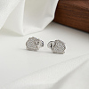 925 Sterling Silver Micro Pave Clear Cubic Zirconia Stud Earrings STER-P065-03P-2