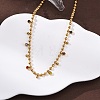 304 Stainless Steel Ball Chain Colorful Cubic Zirconia Flat Round Tassel Necklaces for Women NJEW-L157-10G-2