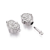 Brass Micro Pave Clear Cubic Zirconia Box Clasps KK-Q074-07P-2