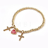 Brass Beads Stretch Charm Bracelets BJEW-JB03863-01-1