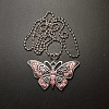 European Style Vintage Alloy Rhinestone Butterfly Pendant Ball Chain Necklaces for Women YE8712-2-1