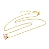 Brass Pave Cubic Zirconia Rectangle & Teardrop Pendant Cable Chain Necklaces KK-CBAB173-05G-09-4