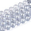Electroplate Transparent Glass Round Beads Strands EGLA-T029-8mm-12T-07-1