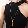 304 Stainless Steel Textured Leaf Pendant Long Necklaces WGDFF54-02-3