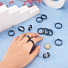 15Pcs 15 Styles Synthetic Hematite Plain Band Finger Rings RJEW-BY0001-01-13