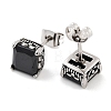 Square 316 Surgical Stainless Steel Pave Cubic Zirconia Stud Earrings for Women Men EJEW-Z050-03A-AS-2