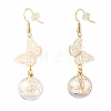 Butterfly with Blown Glass Globe Dangle Earrings for Girl Women X1-EJEW-JE04670-3