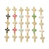 Brass Micro Pave Clear Cubic Zirconia 5 Cross Links Connector Charms KK-H539-15G-1