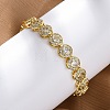 Brass Micro Pave Clear Cubic Zirconia Flat Round Link Chain Bracelets for Women BJEW-A034-01G-2