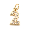 Brass Micro Pave Clear Cubic Zirconia Charms KK-G544-04G-02-1