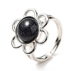 Synthetic Blue Goldstone Adjustable Rings RJEW-P043-01P-23-4