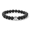 Natural Lava Rock Round Beaded Stretch Bracelets BJ1741-6-1