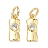 Brass Micro Pave Clear Cubic Zirconia Charms KK-B170-15G-1