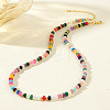 Multicolor Faceted Rondelle Natural Stone & Glass Beaded Necklaces for Women AU7515-2