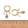 Natural Cultured Freshwater Pearl Beads & Spiral Shell Dangle Hoop Earrings EJEW-JE07252-5