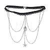 304 Stainless Steel Cable Chains & Electroplated Shell Pendant Tassel Thigh Leg Chains AJEW-AN00649-01-3