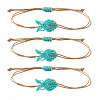 Ocean Adjustable Braided Wax Cord Fish Link Bracelet Sets with Brass Beads for Women XU5174-4-1