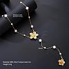 Alloy with Plastic Pearl Flower Long Tassel Y Shaped Pendant Necklaces for Women WG37FD2-01-5