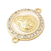 Brass Micro Pave Clear Cubic Zirconia with Enamel Religion Connector Charms KK-A296-14G-01-2