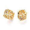 Brass Micro Pave Clear Cubic Zirconia European Beads KK-N276-19G-2