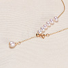 Natural Freshwater Pearl Beaded Teardrop Tassel Brass Lariat Necklaces for Women WG56F2F-01-3