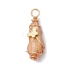 5Pcs 5 Styles Electroplated Natural Quartz Crystal Copper Wire Wrapped Pendants PALLOY-JF03436-3