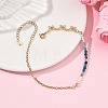 Natural Kyanite & Pearl Round Beaded Butterfly Anklets AJEW-AN00795-01-1
