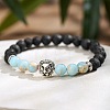 Natural Lava Rock & Shoushan Stone Round Beads Stretch Bracelets IP1472-3-1