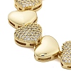 Rack Plating Brass Micro Pave Cubic Zirconia Heart Link Chain Bracelets for Women BJEW-B109-01G-04-2