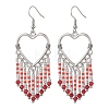 Hollow Heart Alloy & Glass Seed Beads Tassel Chandelier Earrings EJEW-MZ00685-02-2