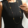 French Stainless Ssteel Twisted Oval with Colorful Glass Beads Long Link Chain Necklaces for Women XI4819-4