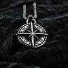 Vintage 304 Stainless Steel Viking Star Compass Pendant Box Chain Necklaces for Men WG56084-01-1