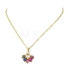 Natural Multicolor Tourmaline Dice Tassel Pendant Brass Cable Chain Necklaces with Natural Pearl for Women NJEW-JN06472-2