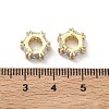Hexagon Brass Clear Cubic Zirconia European Beads KK-D228-06G-2