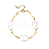 Natural Baroque Pearl Keshi Pearl & Brass Beaded Bracelets for Women BJEW-JB13798-3