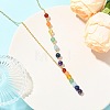 Chakra Round Natural Gemstone Beaded Pendant Brass Cable Chain Necklaces for Women NJEW-JN06266-1