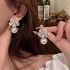 Snowflake with Round Alloy Crystal Rhinestone Dangle Stud Earrings FS-WGD1A25-01-1