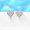 Heart Brass Micro Pave Cubic Zirconia Ear Studs EJEW-D304-35G-4