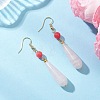 Natural Rose Quartz Teardrop Dangle Earrings EJEW-JE06848-02-1