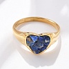 Heart Natural Lapis Lazuli Finger Rings RJEW-D303-01G-03-5