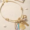 Bohemian Alloy Chain & Round CCB Plastic & Natural Shell Pendant Cotton Cord Bib Necklaces for Women FS-WGD6F52-01-1