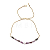 Faceted Round Natural Grey Agate & Red Agate & Amethyst Braided Bead Bracelets BJEW-F493-09G-03-2