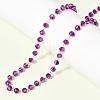 304 Stainless Steel with Glass Faceted Rondelle Bead Handmade Link Chain Birth Stone Necklaces for Women NJEW-G195-01G-03-3