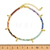 Chakra Grade A Natural Amethyst & Lapis Lazuli & Amazonite & Green Aventurinee & Tiger Eye & Carnelian & Red Jasper Faceted Round Beaded Anklets AJEW-AN00882-4