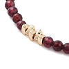 Mozambique Import Natural Garnet Round Beaded Bracelets for Women BJEW-B095-02-2