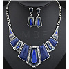 Pentagon Bohemia Zinc Alloy with Synthetic Turquoise Pendant Necklaces & Stud Dangle Earrings Sets FS-WGE76F1-02-1