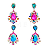 FIBLOOM 2 Pairs 2 Colors Rhinestone Teardrop Dangle Stud Earrings EJEW-FI0001-99-1