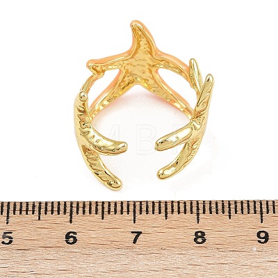 Brass Enamel Adjustable Cuff Rings for Women RJEW-G357-01A-1